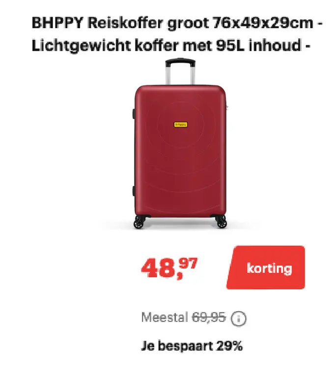 Aanbieding: BHPPY Reiskoffer groot