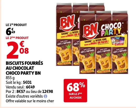 Offre: Biscuits fourrés au chocolat