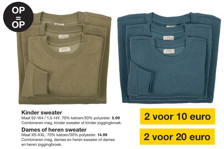 Promotie: Kinder, dames of heren sweater