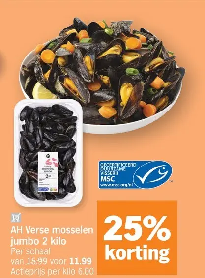 Promotie: Verse mosselen jumbo 2 kilo