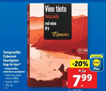 Aanbieding: Tempranillo Cabernet Sauvignon bag-in-box*
