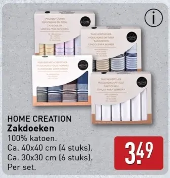Aanbieding: HOME CREATION Zakdoeken
