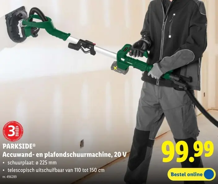 Promotie: Accuwand- en plafondschuurmachine, 20 V