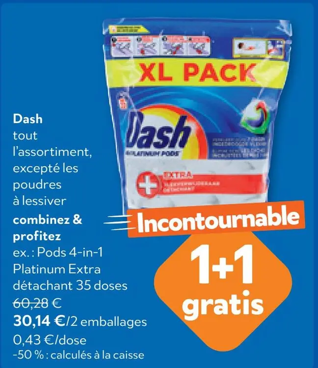Offre: Dash Pods 4-in-1 Platinum Extra détachant