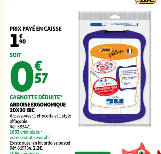 Promotie: Ardoise ergonomique 20x30 BIC