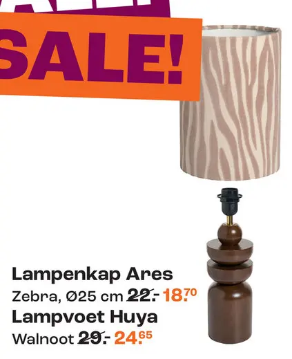 Aanbieding: Lampenkap Ares, Lampvoet Huya