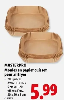 Offre: Moules en papier cuisson pour airfryer