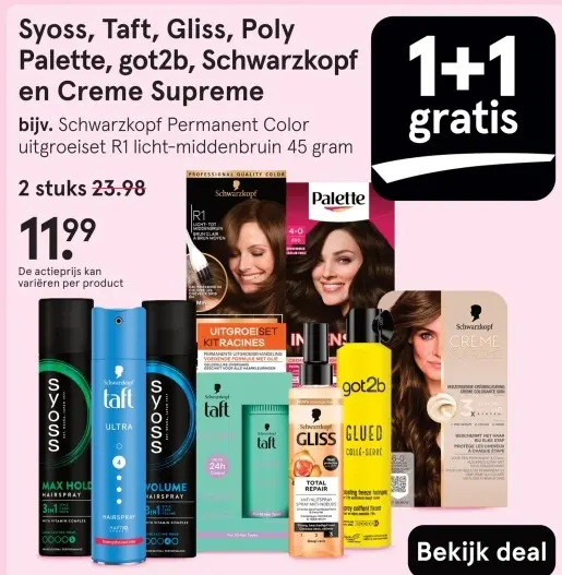 Aanbieding: Syoss, Taft, Gliss, Poly Palette, got2b, Schwarzkopf en Creme Supreme
