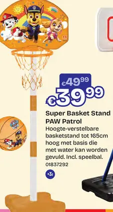 Aanbieding: Super Basket Stand Paw Patrol 165cm