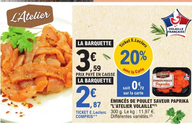 Offre: Émincés de poulet saveur paprika