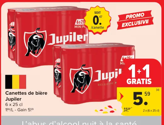 Offre: Canettes de bière Jupiler