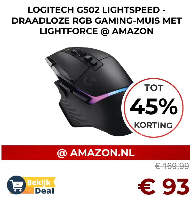 Aanbieding: Logitech G502 Lightspeed - Draadloze RGB gaming-muis met lightforce