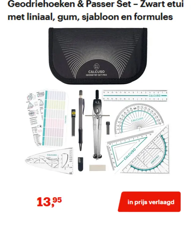 Promotie: Geodriehoeken & Passer Set