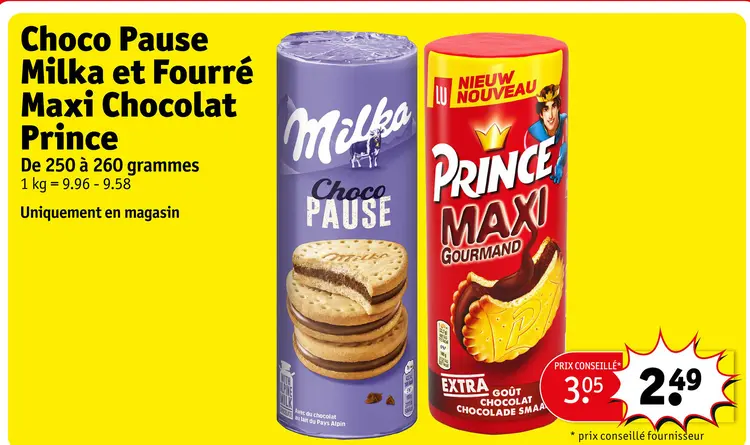 Offre: Choco Pause Milka et Fourré Maxi Chocolat Pri