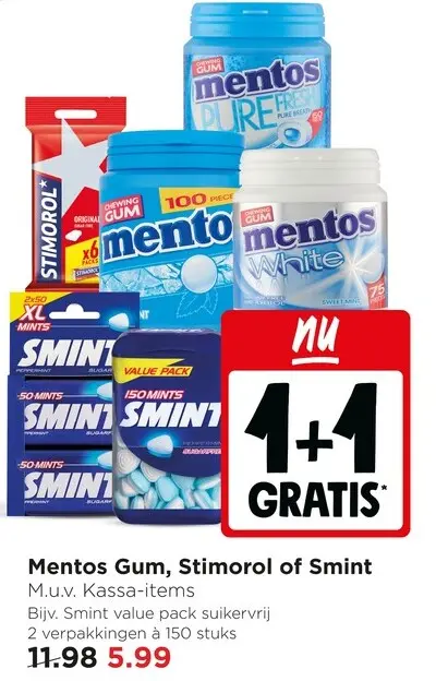 Aanbieding: Mentos Gum, Stimorol of Smint