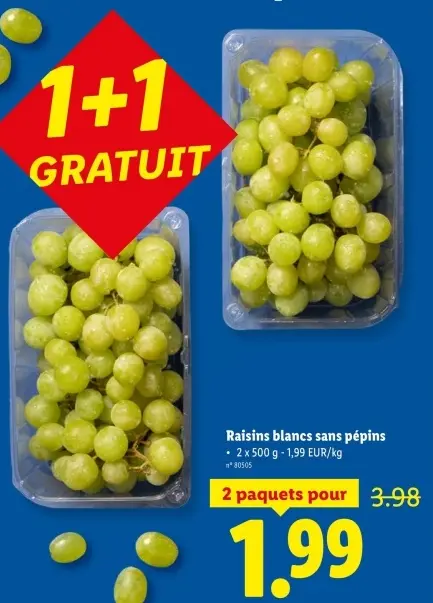Offre: Raisins blancs sans pépins
