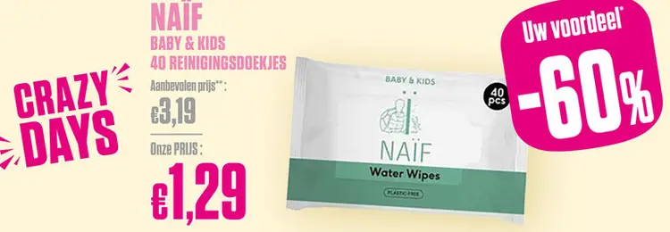 Promotie: Naïf Baby&Kids Reinigingsdoekjes 40 Stuks