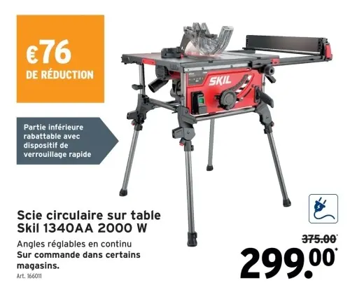Offre: Scie circulaire sur table Skil 1340AA 2000 W
