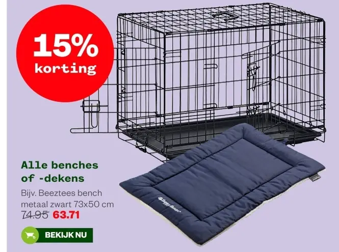 Aanbieding: Beeztees bench metaal zwart