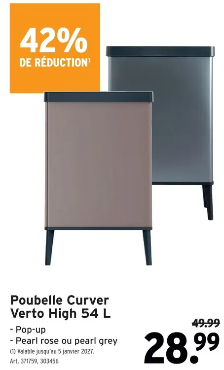 Offre: Poubelle Curver Verto High