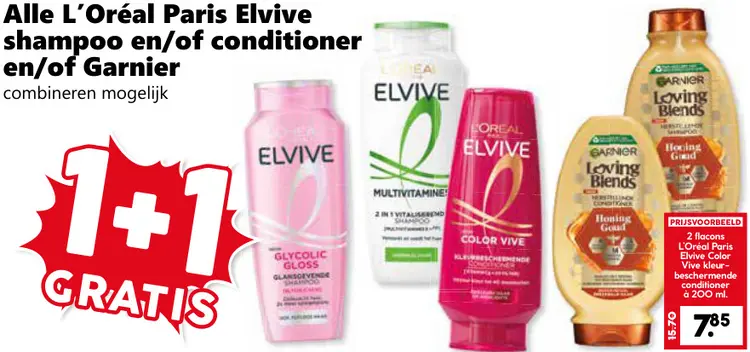 Aanbieding: Alle L'Oréal Paris Elvive shampoo en/of conditioner en/of Garnier
