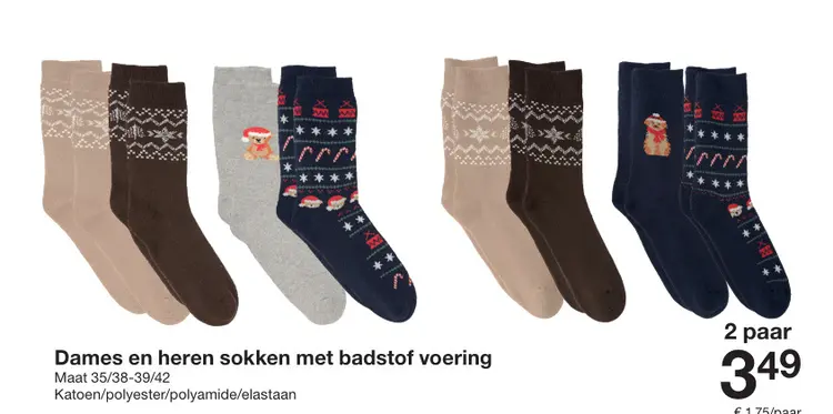 Aanbieding: Dames en heren sokken met badstof voering