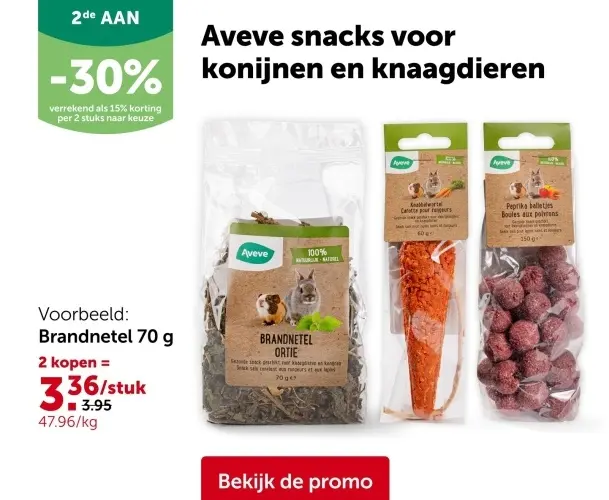 Promotie: Aveve snacks voor konijnen en knaagdieren