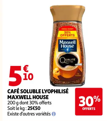 Offre: Café soluble lyophilisé
