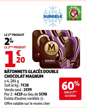 Offre: Bâtonnets glacés double chocolat