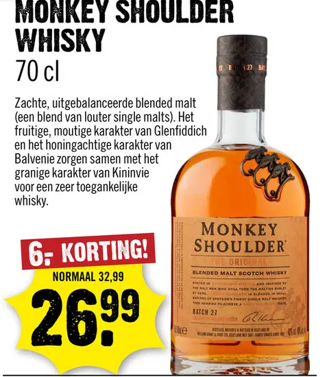 Aanbieding: Monkey shoulder whisky