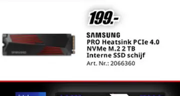 Aanbieding: SAMSUNG PRO Heatsink PCIe 4.0 NVMe M.2 Interne SSD Schijf