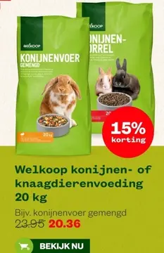 Aanbieding: Welkoop konijnen- of knaagdierenvoeding