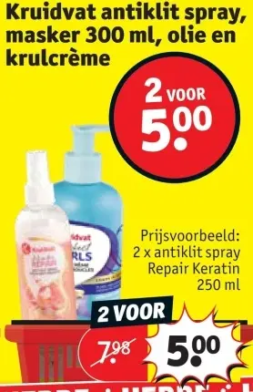 Promotie: Kruidvat antiklit spray, masker, olie en krulcrème