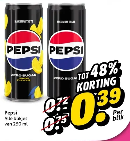 Aanbieding: Pepsi Zero Sugar Lemon Flavour