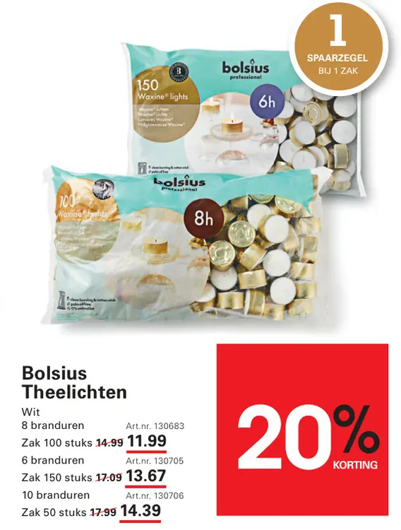 Aanbieding: Bolsius Theelichten Wit