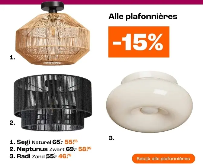 Aanbieding: Alle plafonnières