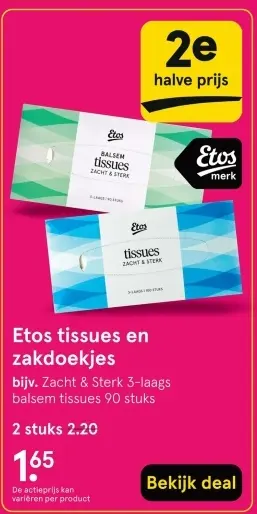 Aanbieding: Etos tissues en zakdoekjes