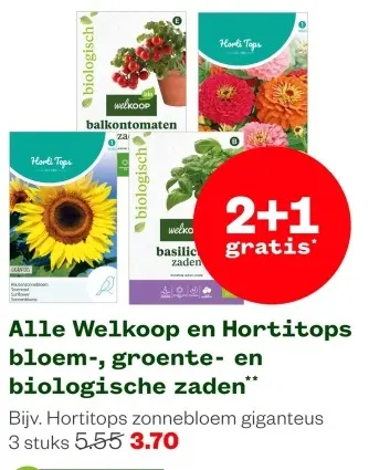 Aanbieding: Welkoop en Hortitops bloem-, groente- en biologische zaden
