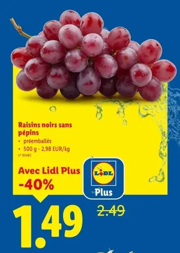Offre: Raisins noirs sans pépins