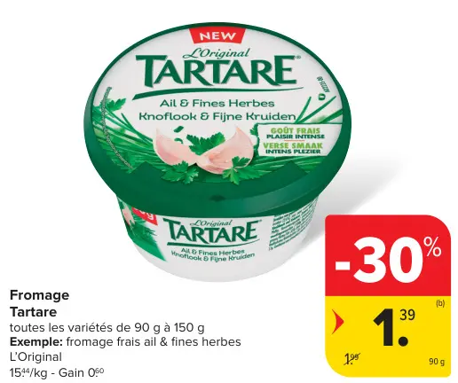 Offre: Fromage Tartare Ail & Fines Herbes