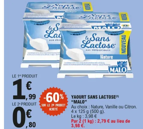 Offre: Yaourt sans lactose