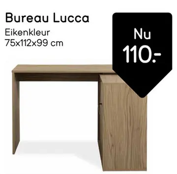 Aanbieding: Hoekbureau Lucca - eikenkleur - 75x112x99 cm