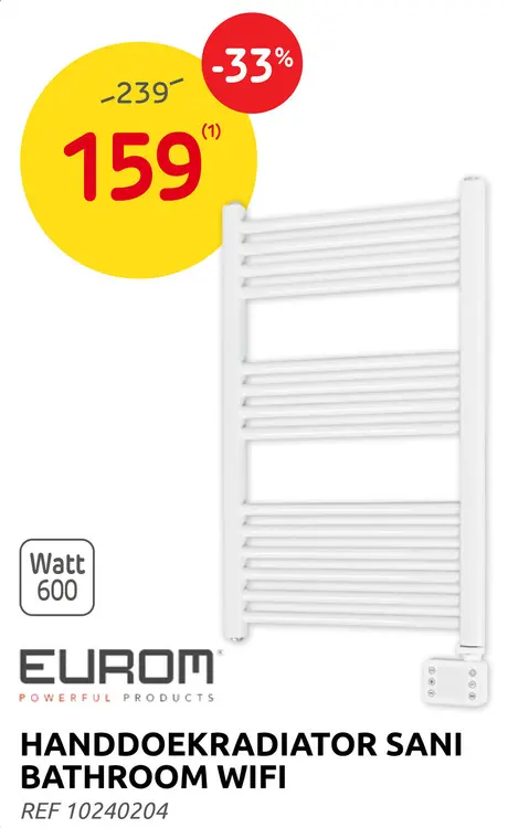 Promotie: Handdoekradiator Sani bathroom WiFi