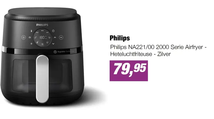 Aanbieding: Philips NA221/00 2000 Serie Airfryer - Heteluchtfriteuse - Zilver
