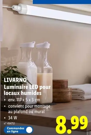 Offre: Luminaire LED pour locaux humides