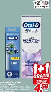 Aanbieding: ORAL-B TANDPASTA OF OPZETBORSTELS