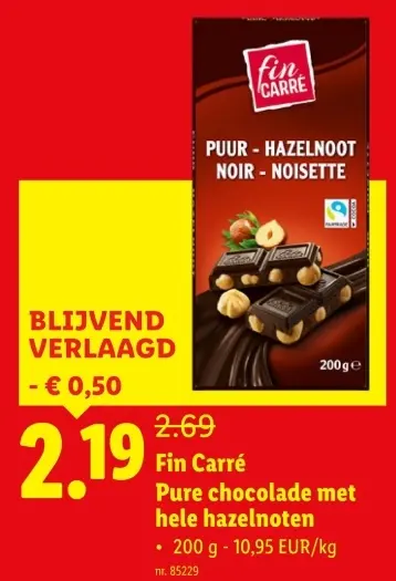 Promotie: Pure chocolade met hele hazelnoten