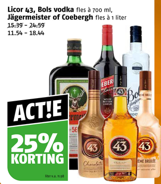 Aanbieding: Licor 43 , Bols vodka , Jägermeister of Coebergh