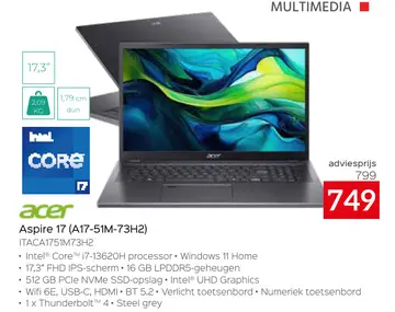 Aanbieding: Aspire 17 (A17-51M-73H2)