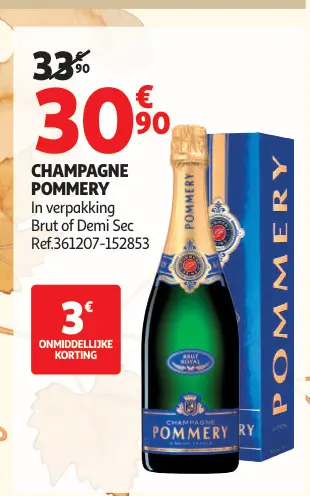 Promotie: Pommery Champagne In verpakking Brut of Demi Sec